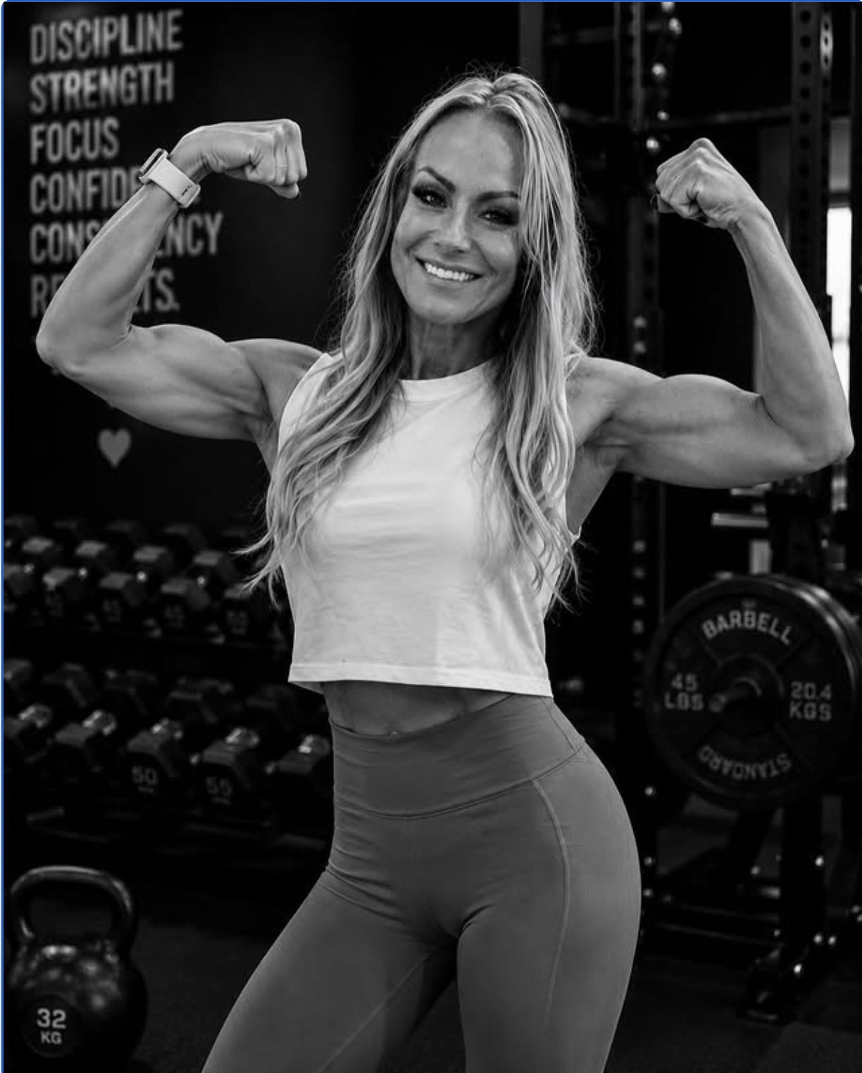 Heidi Mancini demonstrating her strength in a Las Vegas gym